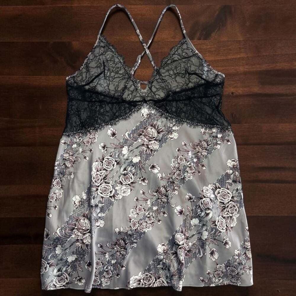 Victoria's Secret Floral Satin & Lace Chemise Slip Dress Size XL